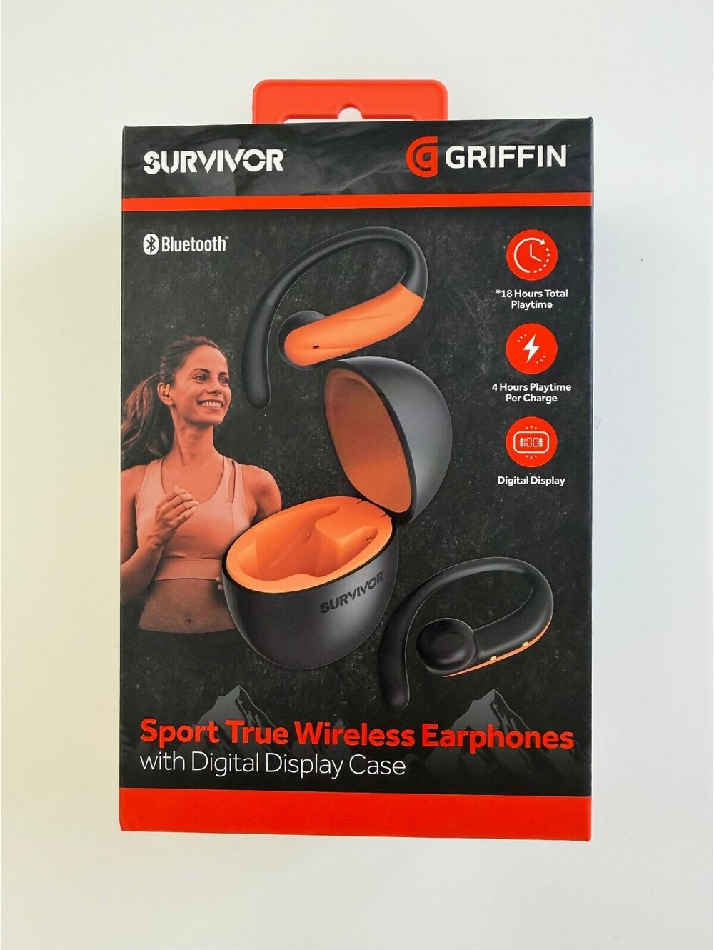NIB SURVIVOR GRIFFIN Sport True Wireless Earphones Black Orange NEW